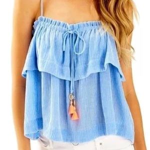 Lilly Pulitzer Light Blue Ruffle Top